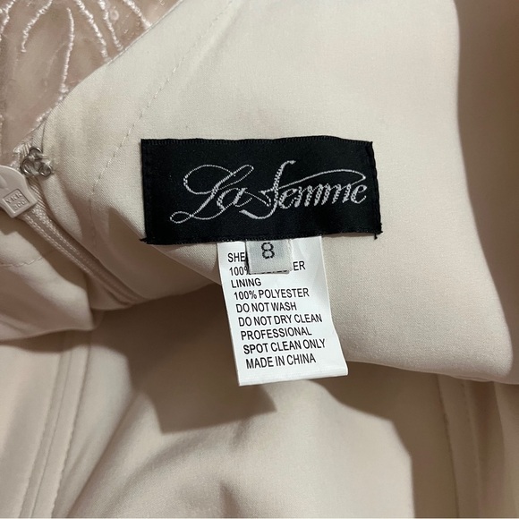 La Femme Sweetheart Floral Sequin Gown Champagne Blush Size 8 Prom Dress Wedding - Picture 6 of 8